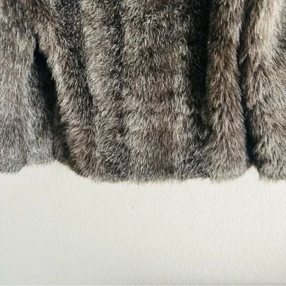 Vintage Brown Real Fur Hooded Zip Jacket Size Medium Mobwife Retro Style - Picture 7 of 10